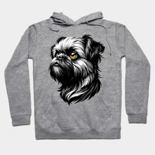 Stunning and Cool Brussels Griffon Monochrome and Gold Portrait for Father's Day Hoodie